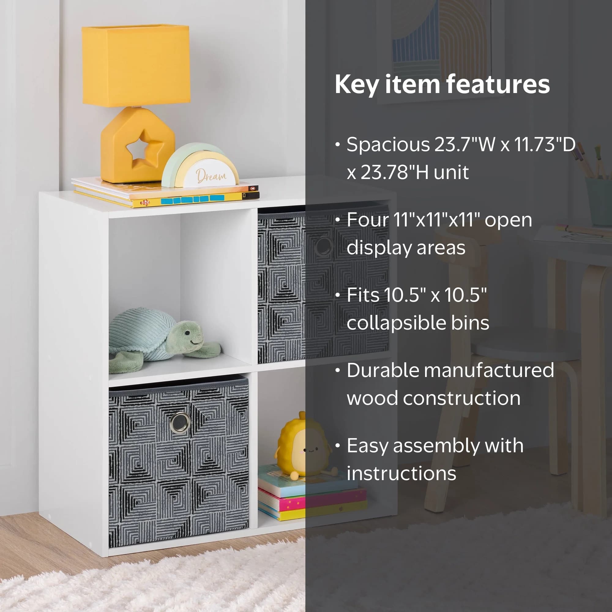 Mainstays 4 Cube Vertical Storage Organizer  White - Thumbnail 3
