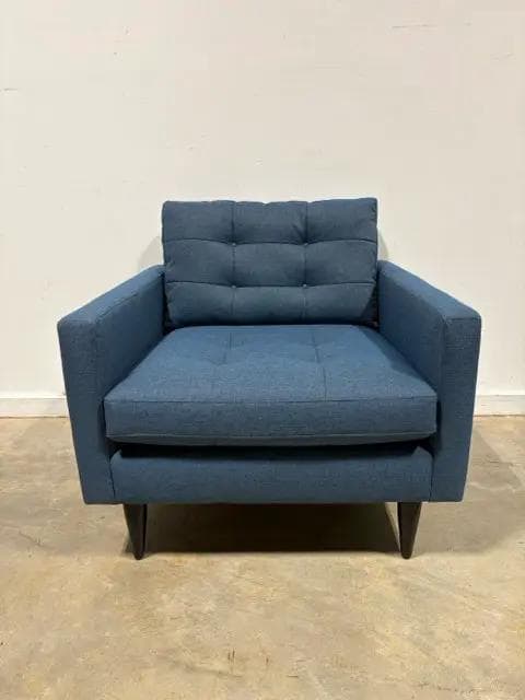 Crate & Barrel Blue Petrie Mid Century Arm Chair