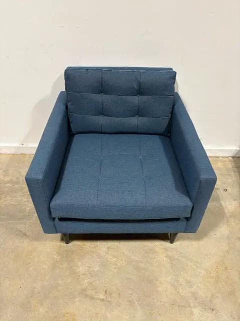 Crate & Barrel Blue Petrie Mid Century Arm Chair - Thumbnail 2