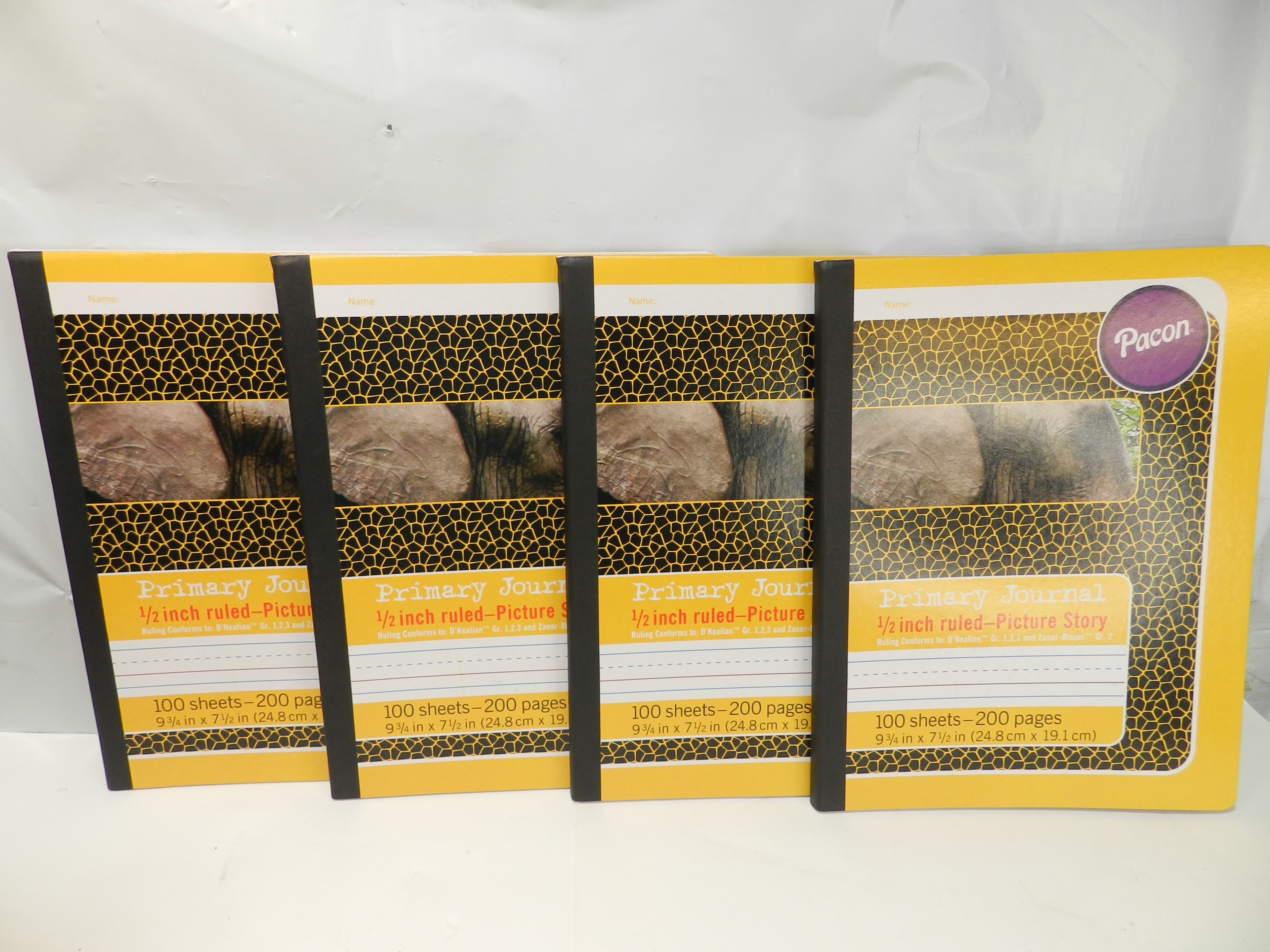 4 Pacon Primary Journal 1/2 inch Ruled Picture Story 200 Pages 9.75 x 7.5 (P92K)