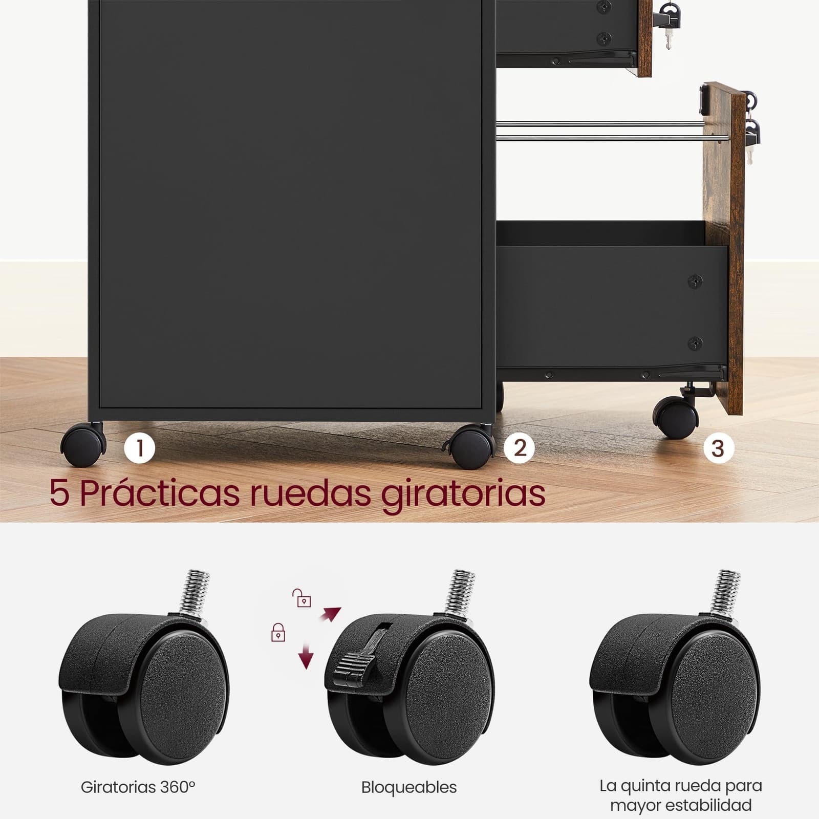 VASAGLE File Cabinet — Mobile Filing Cabinet - Thumbnail 19
