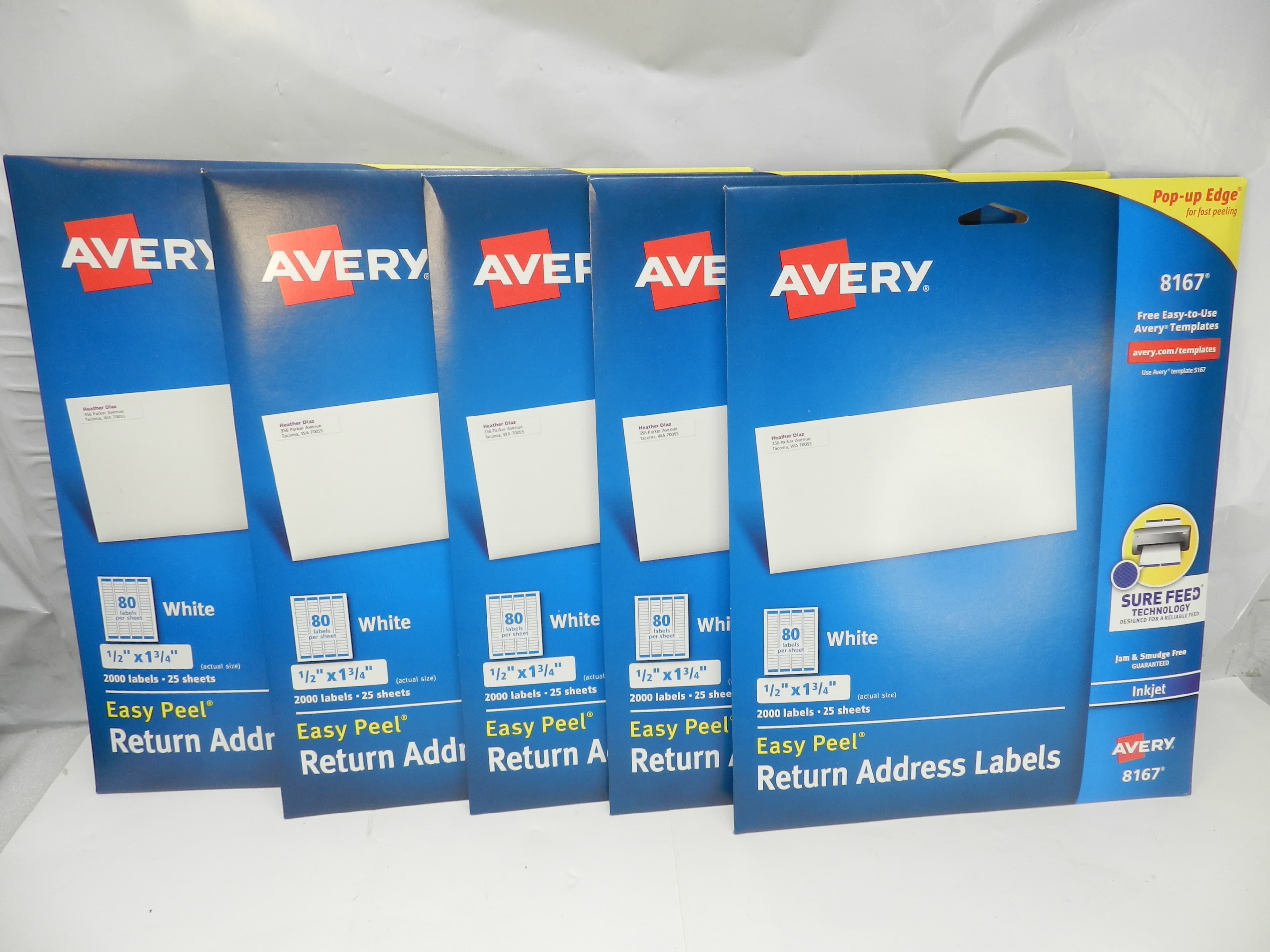 5 Pks Avery 8167 Return Adress Labels 1/2" x 1 3/4" 10,000 Labels (P93K)