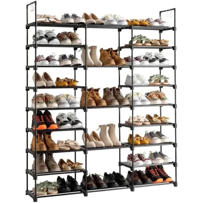 Storvive Shoe Rack Large Capacity 4 Rows 9 Tier 60-70 Pairs Shoes Boots Sneaker Stackable Storage Organizer Garage Entryway Hallway Front Doorway Shoe Tower Cubby Unit Shelf Space Saving - Thumbnail 2