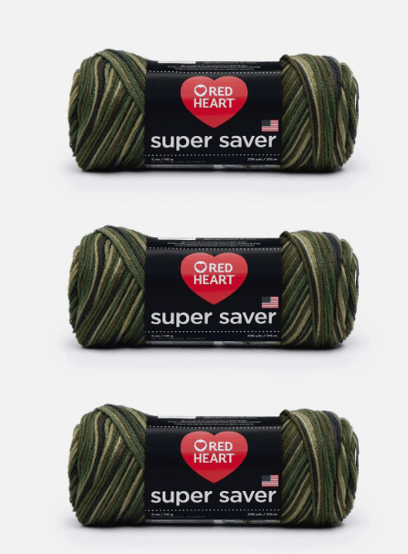 3 Red Heart Super Saver Camouflage Camo Yarn Skeins (P95K)