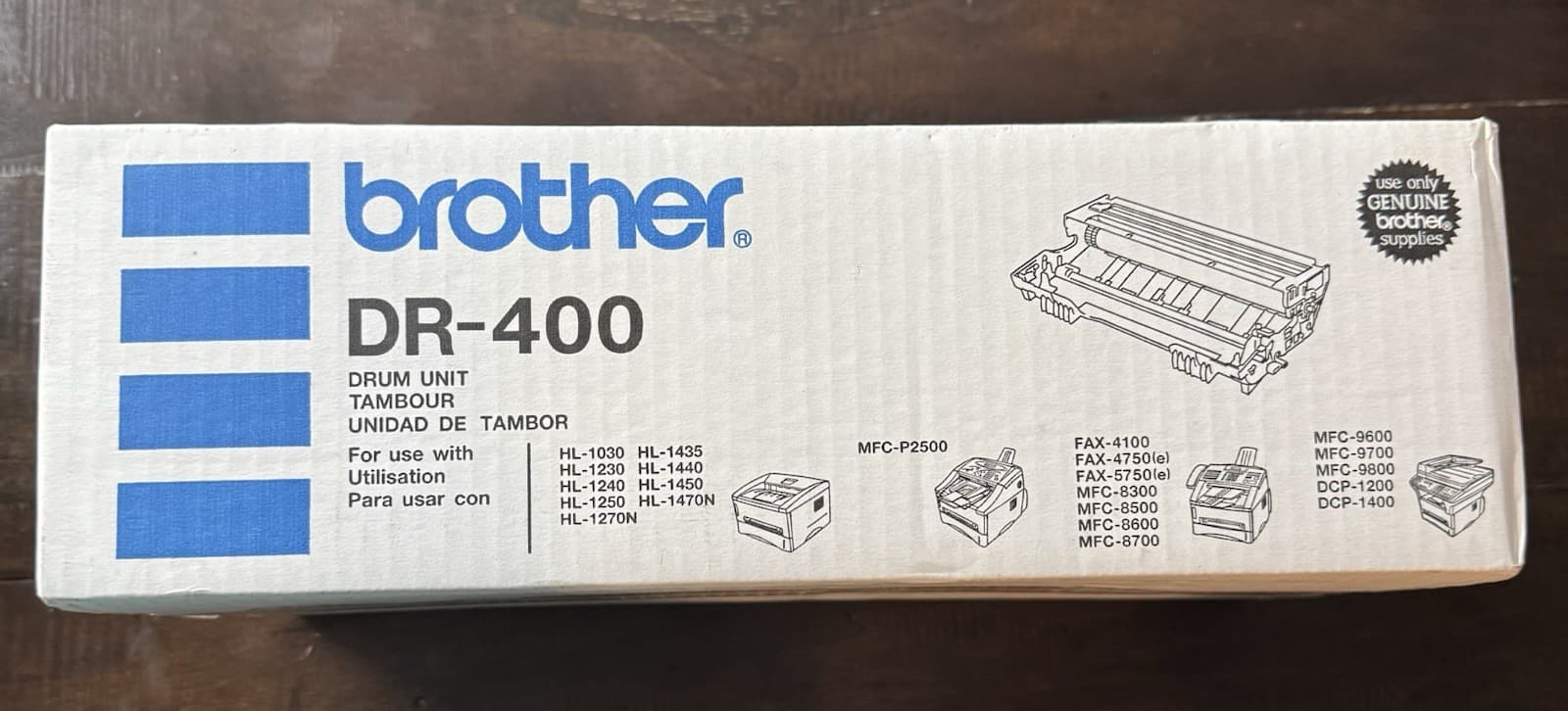 Brother Genuine OEM DR-400 Black Drum Unit, New, Factory sealed