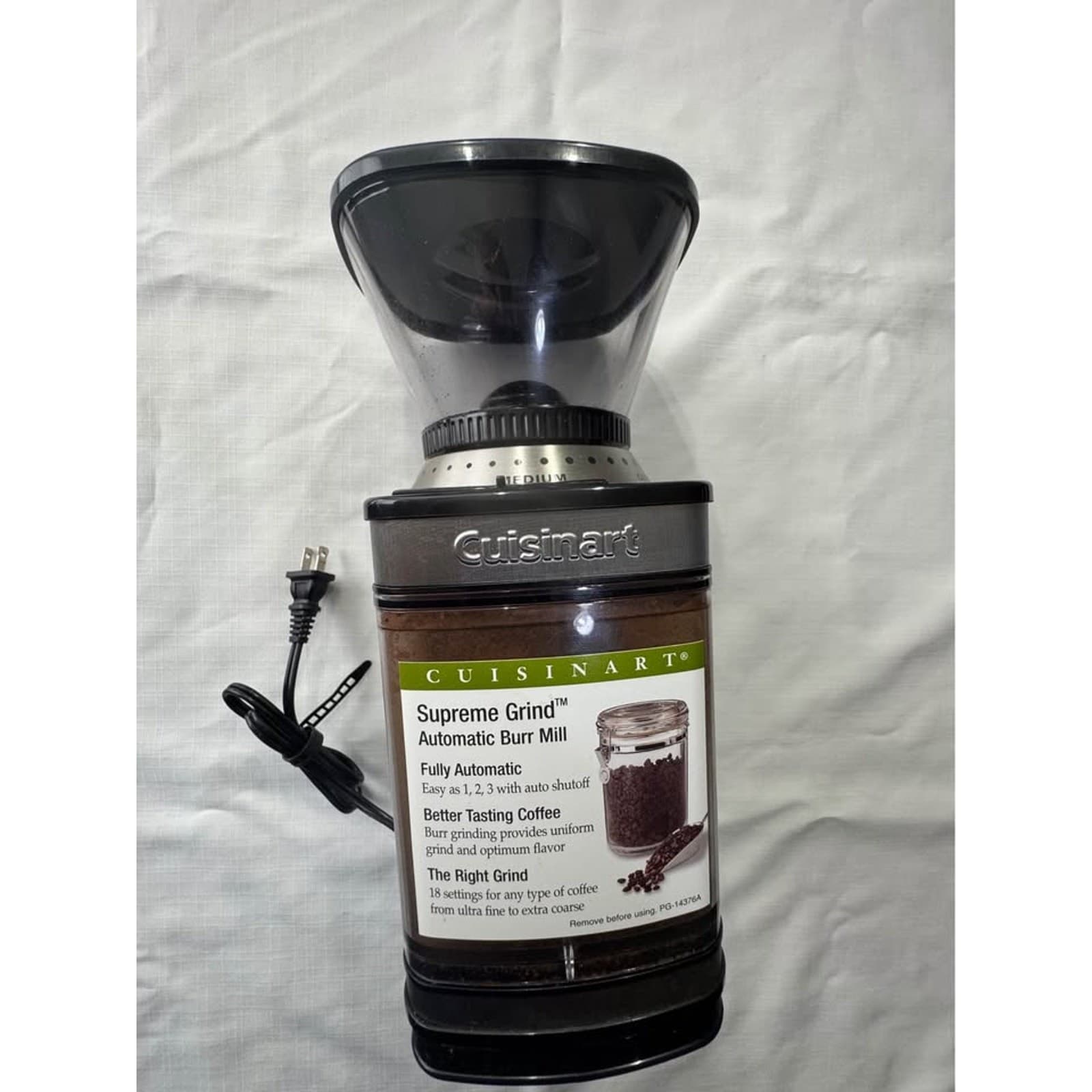 Cuisinart Supreme Grind Automatic Burr Mill Coffee Grinder 1/2 Pound Capacity - Thumbnail 3