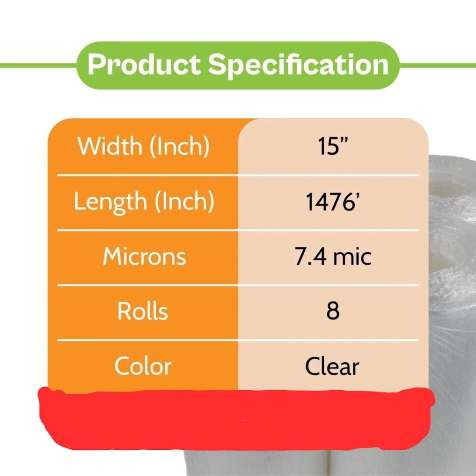 Pre-Stretch Hand Film Clear 30 Gauge 15" x 1476' - Thumbnail 3