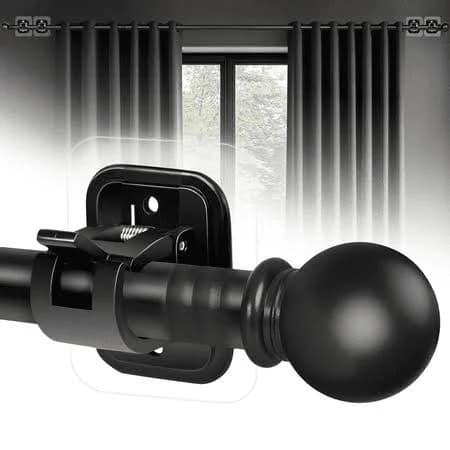 Curtain Rods No Drilling for Windows Set — 30 to 45 Inch,5/8 Inch Diameter Drapey Pole with No Drill Curtain Rod Brackets - Thumbnail 2