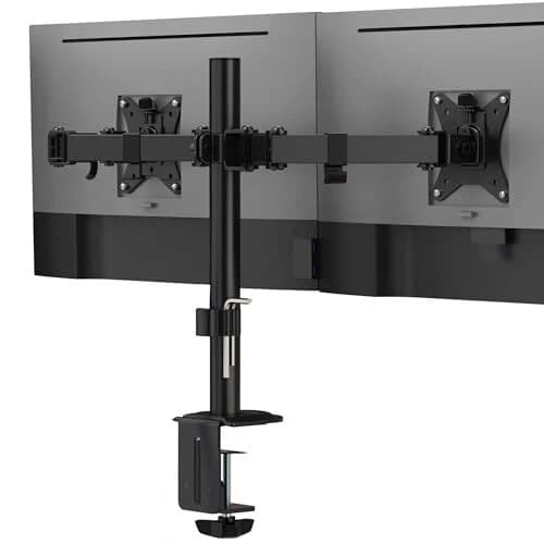 Dual Monitor Stand - Fits 2 Screens 27"" — Ergonomic dual monitor mount - Thumbnail 2