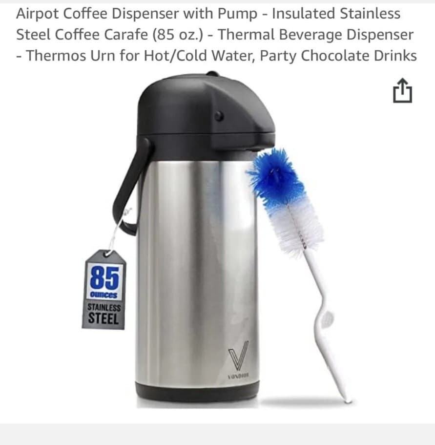 Vondior Stainless Steel Air Pot 85 oz - Thumbnail 5