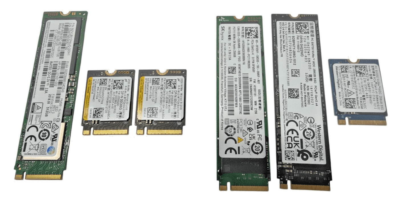 Lot of 6 3 x 512 gb & 3 x 256 gb NVMe M2 - Thumbnail 2