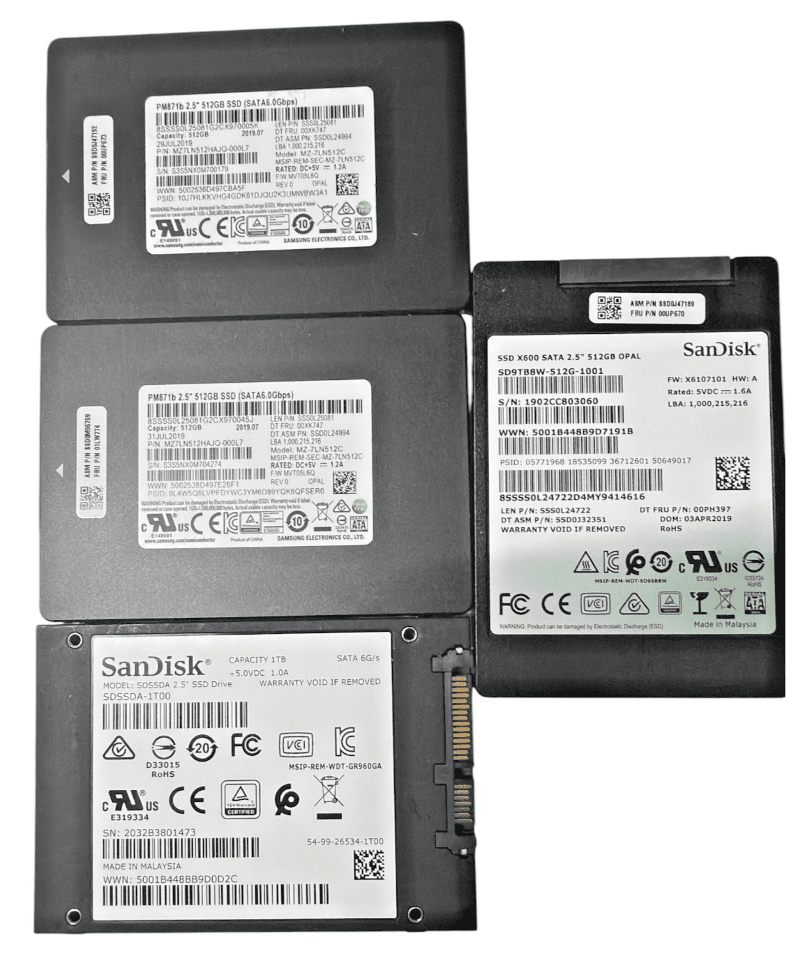 Lot of 3 SSD 3 x 512 GB Mix brand