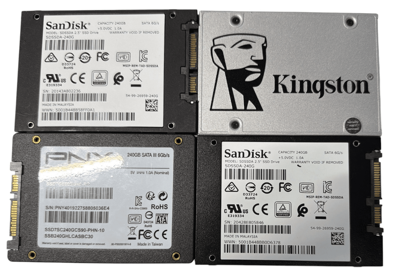 Lot of 4 mix brand 240 GB SSD 2.5 - Thumbnail 2