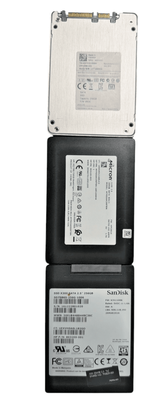 Lot of 3 mix 256GB Internal 2.5" SSD
