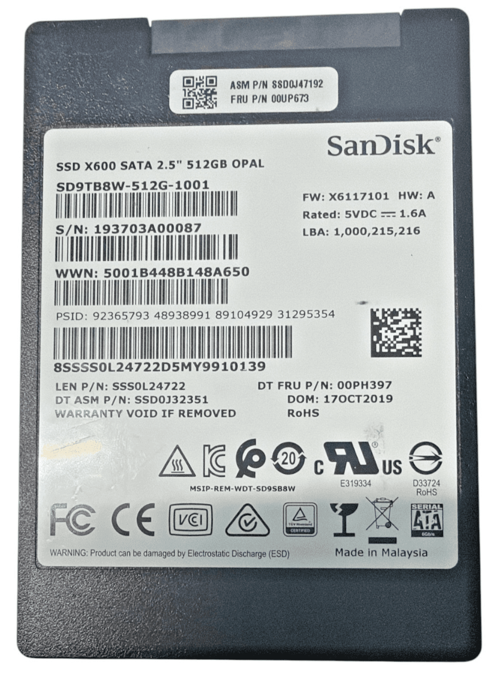SanDisk SSD X600 SATA 2.5 512gb OPAL