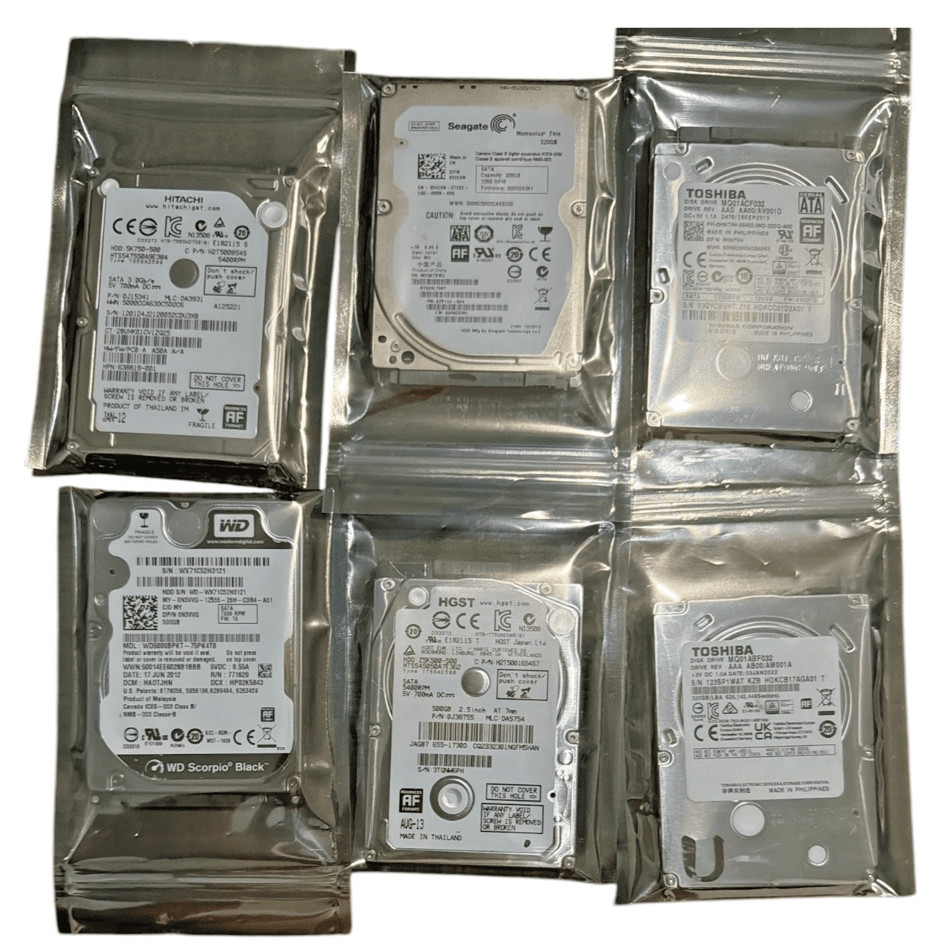 Lot of 200 Seagate BarraCuda Pro ST500LM034 HDD, 500GB, 2.5'' Internal