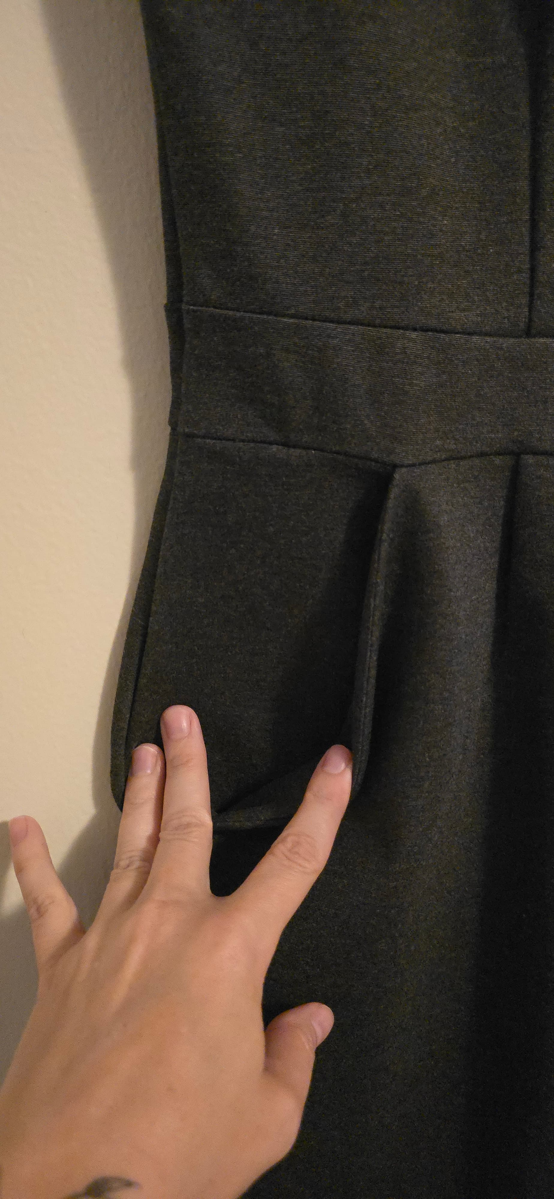 Quince Dark Gray Sleeveless Dress with Pockets - Thumbnail 3