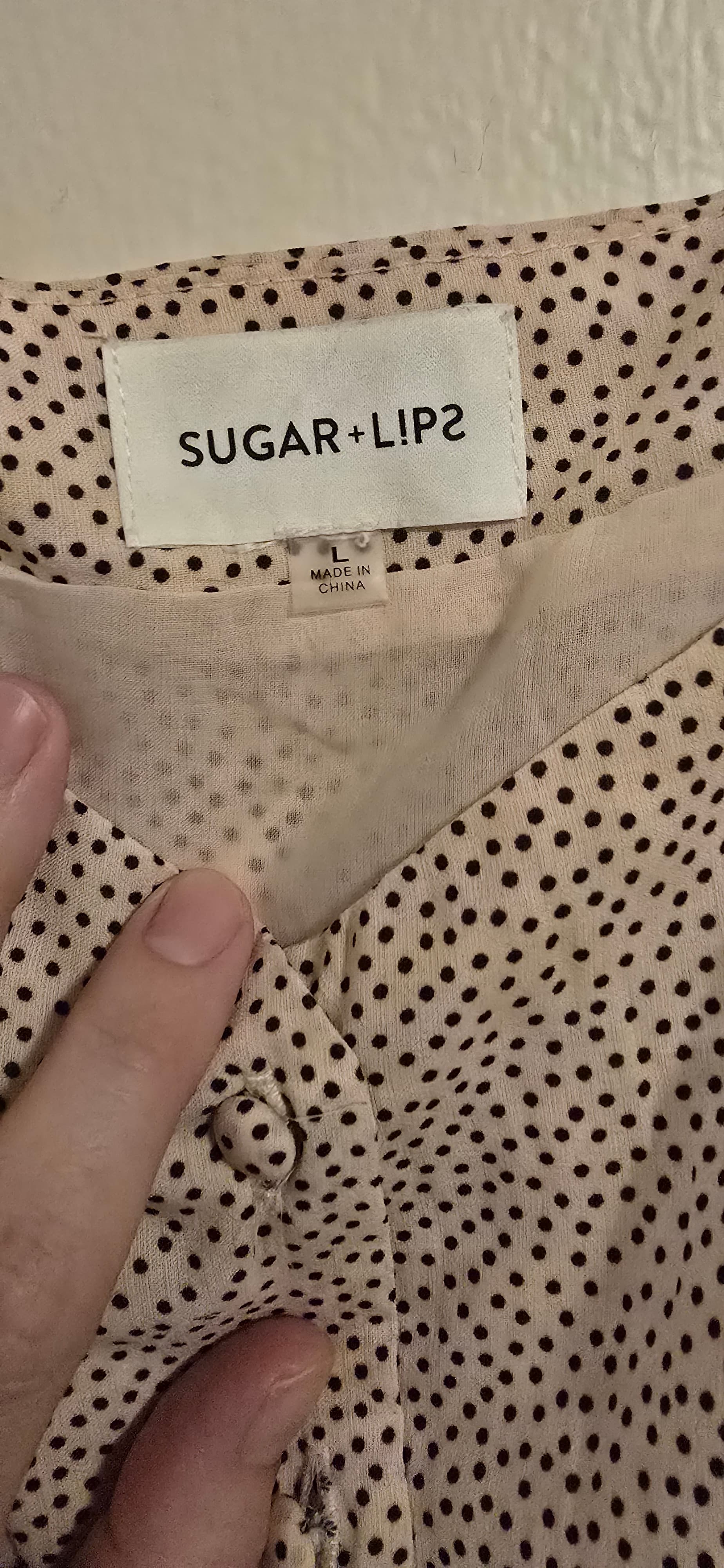 Sugar Lips Polka Dot Button-Down Dress Size L - Thumbnail 4