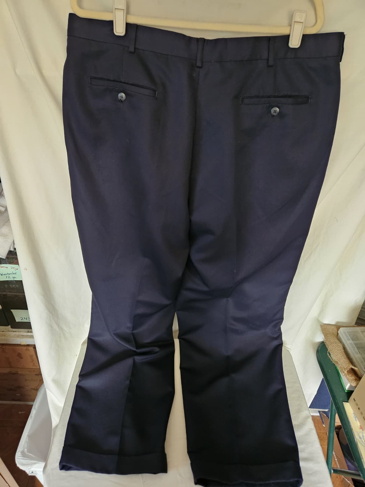 Roundtree & Yorke 40x30 Navy Blue Classic Fit Business Dress Work Pants - Thumbnail 2