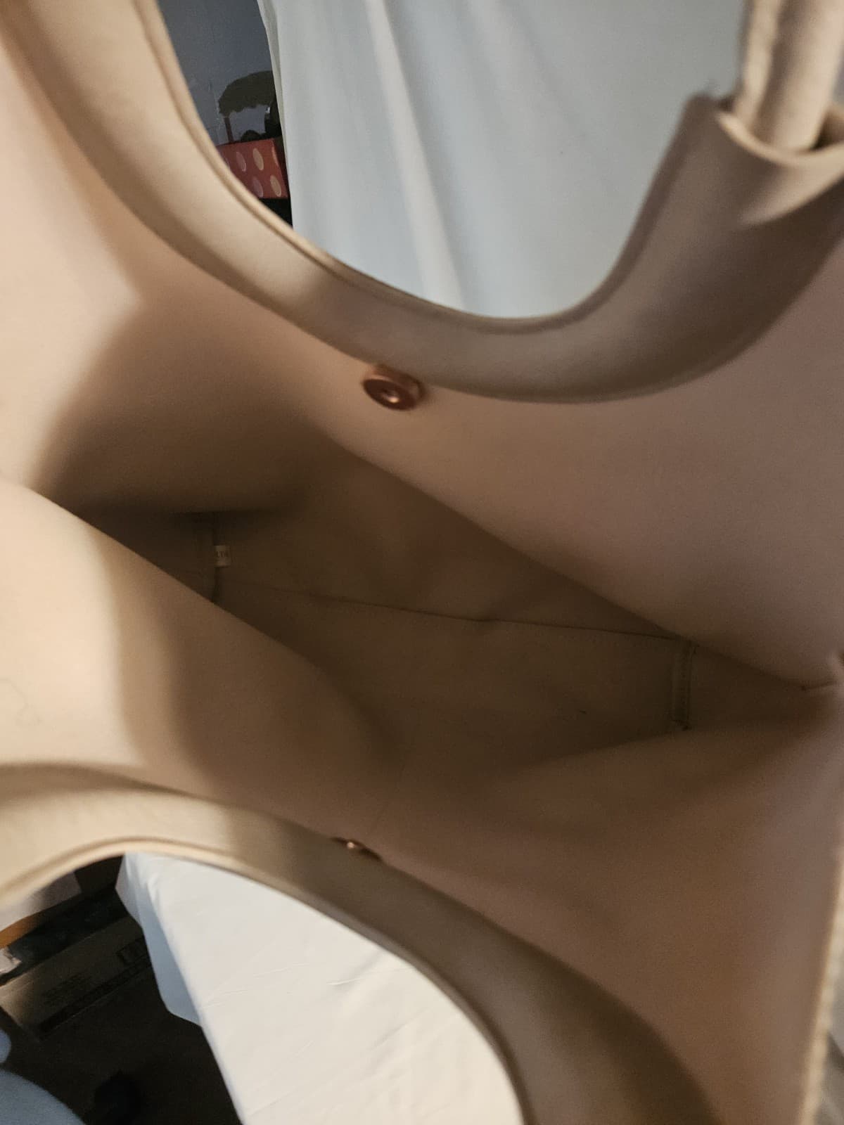 NWT Ulta Beauty Large Beige/Gray textured faux leather shoulder Tote Bag - Thumbnail 2
