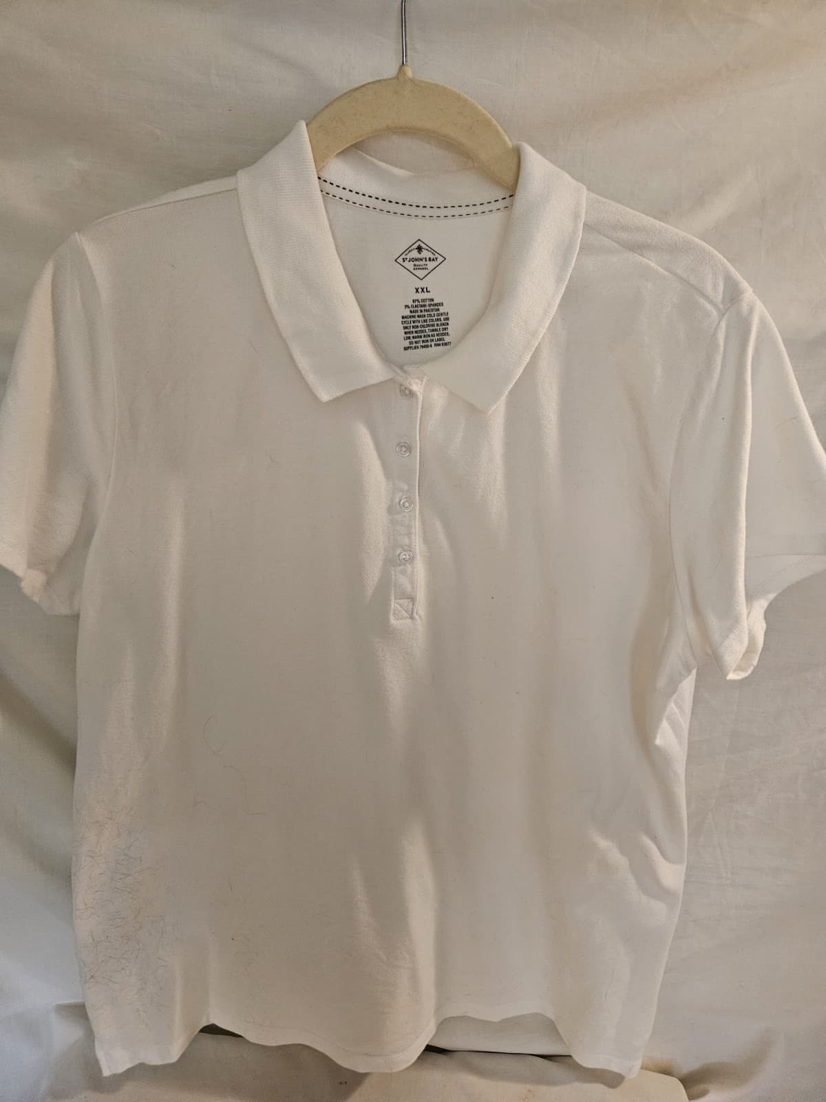 St. John's Bay womens 2XL White Cotton pullover Polo Shirt Top S/s