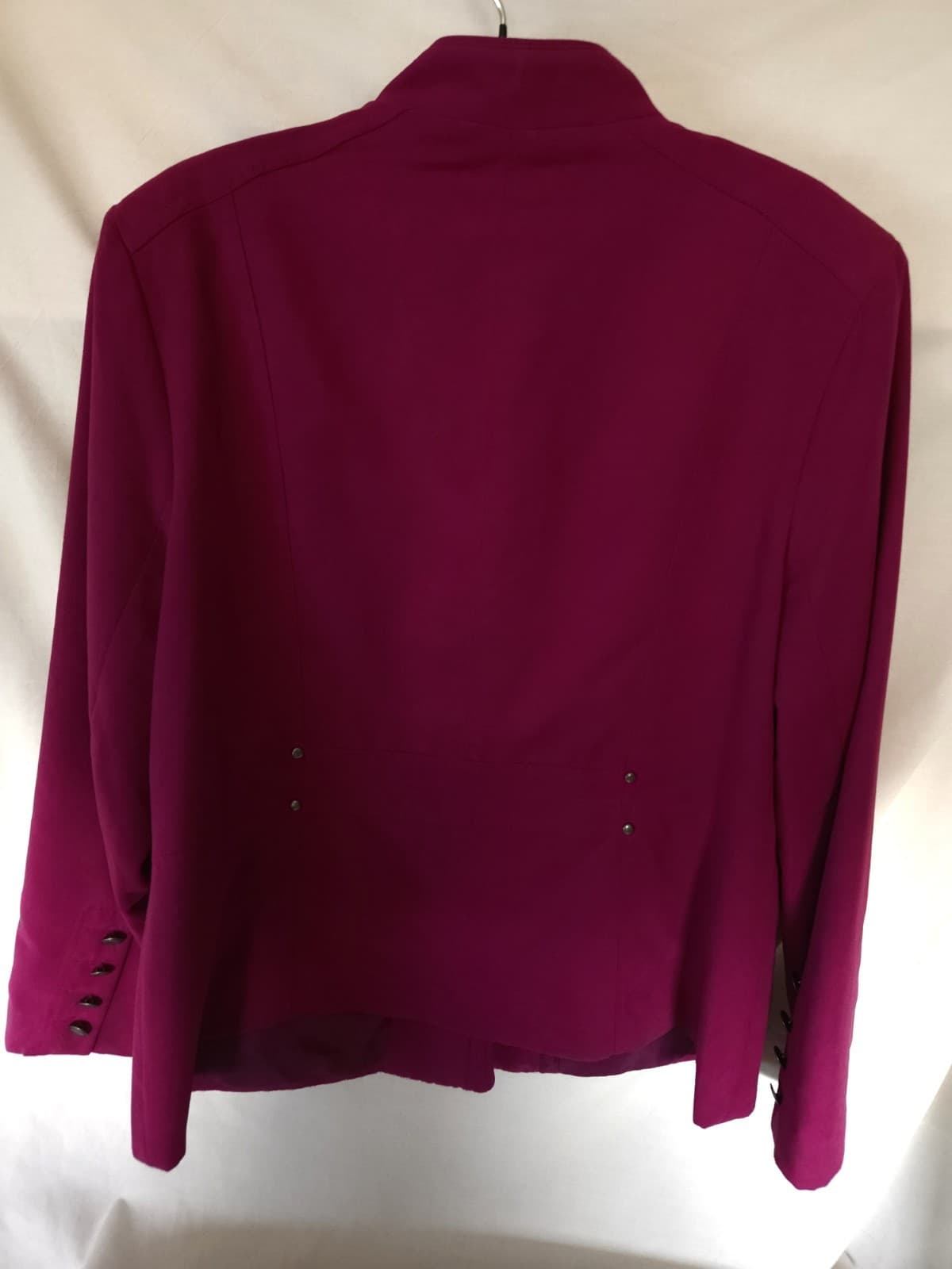 TanJay 14P Magenta Fuchsia Faux Suede Tailored Career Button Blazer Jacket L/s - Thumbnail 2