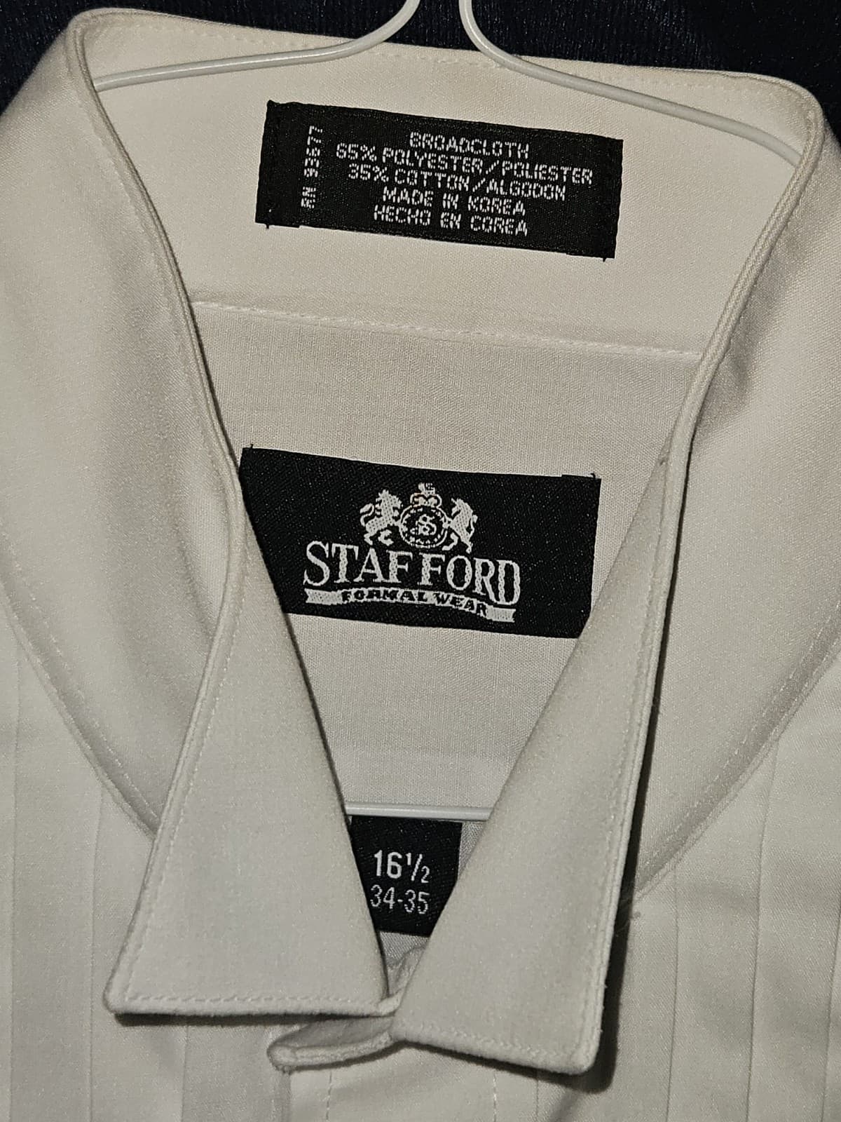 Stafford Formal Wear Tuxedo Dress Shirt L/s White Neck 16-1/2 Arm 34-35 - Thumbnail 3
