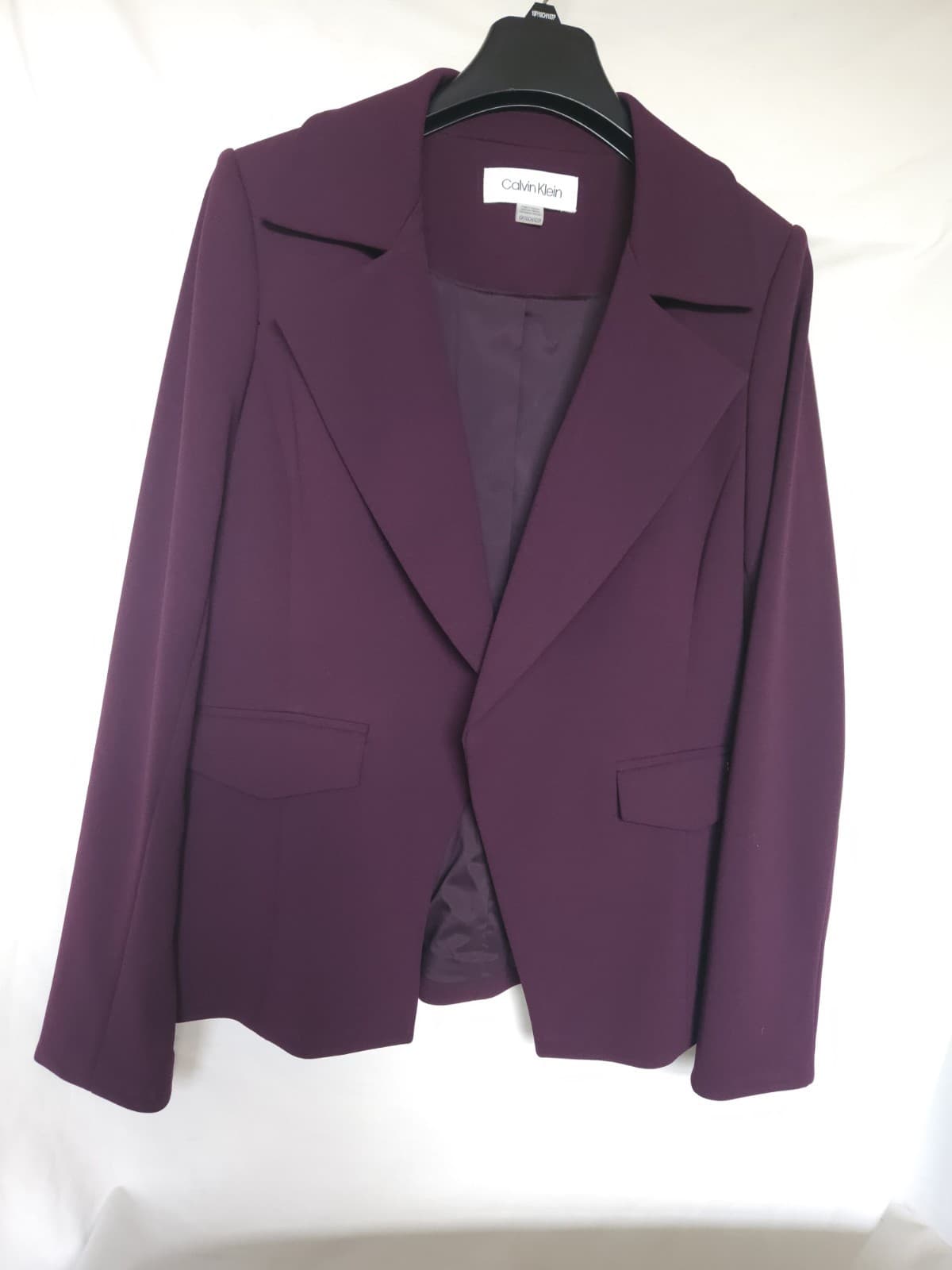 Calvin Klein 10P Purple Plum Tailored Career Business Open Blazer Jacket L/s