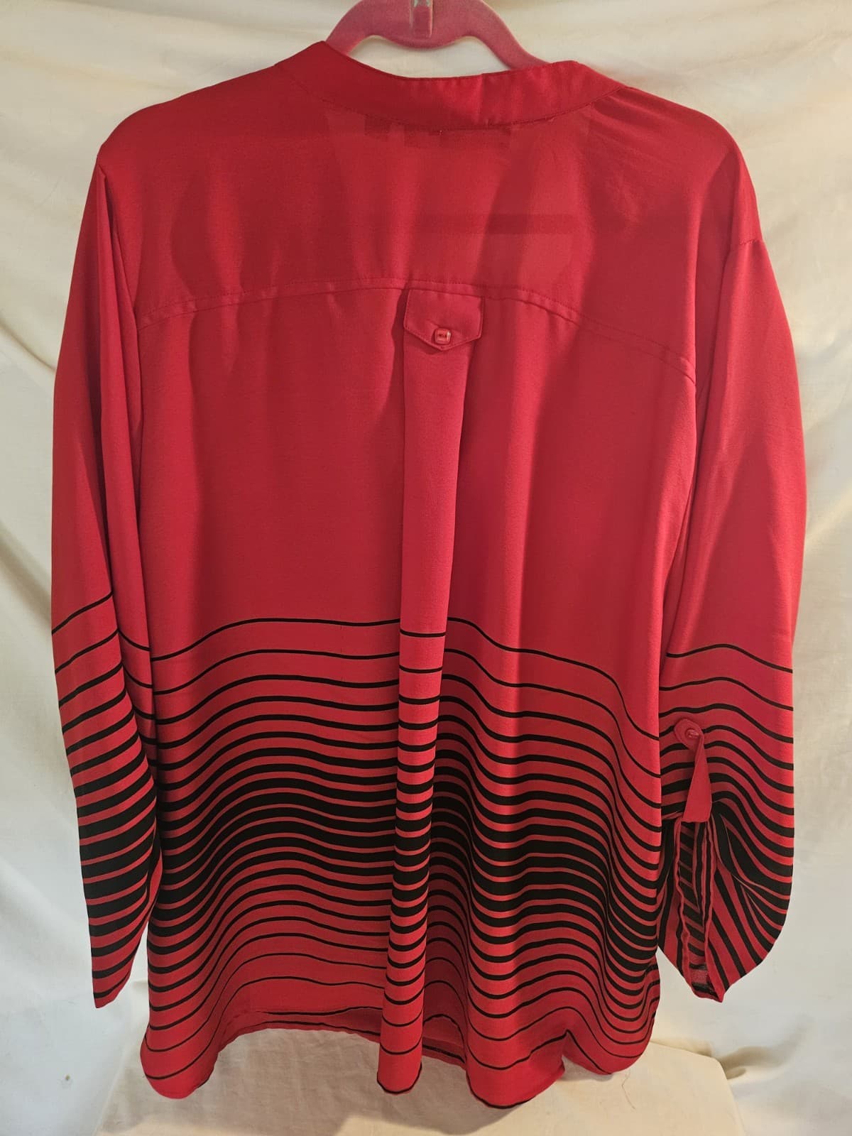 Denim 24/7 women's 28W 3X Red w/Black stripes Tunic Top Blouse Career Business - Thumbnail 2
