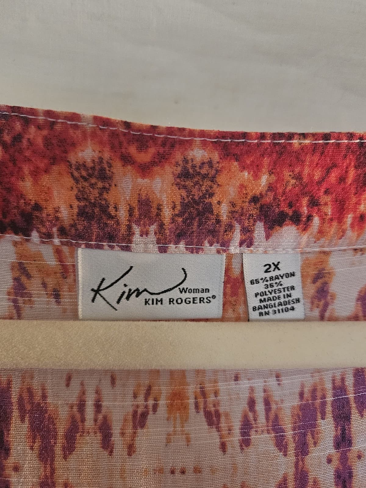 Kim Rogers Woman 2X Southwest Aztec Watercolor Top Blouse S/s - Thumbnail 5