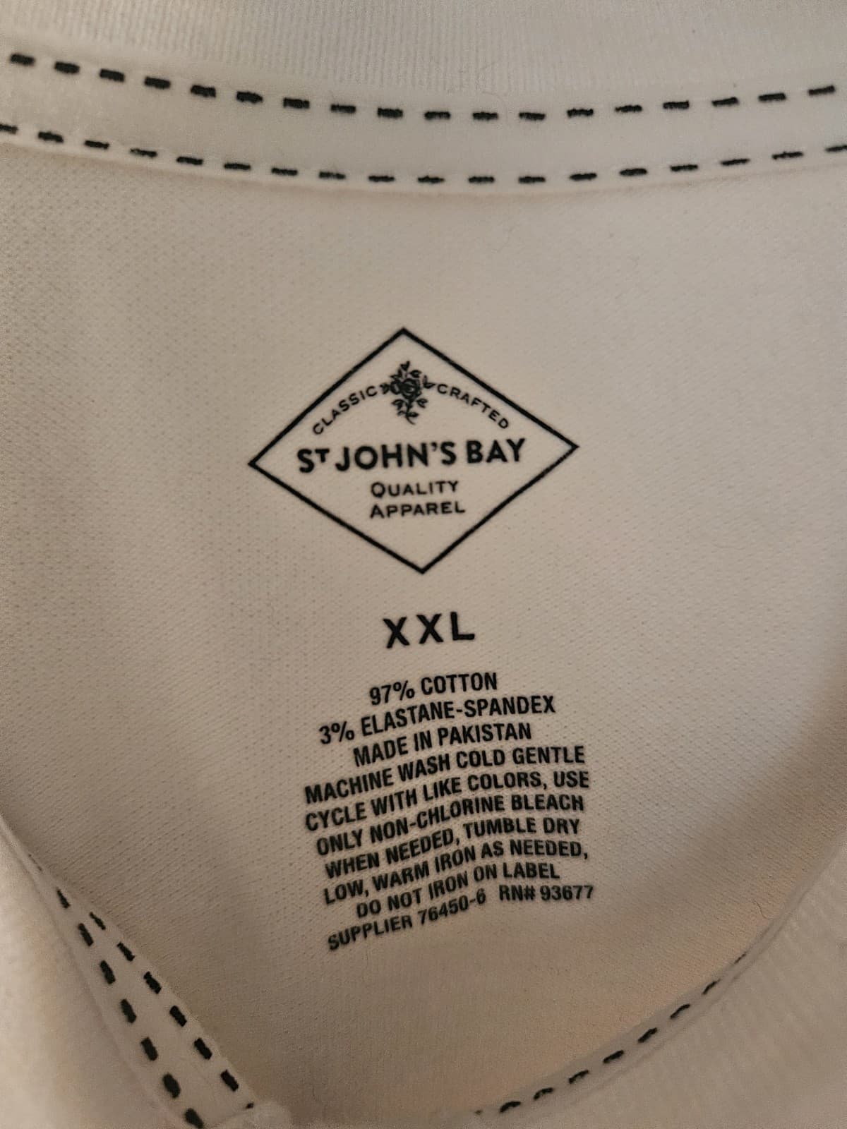 St. John's Bay womens 2XL White Cotton pullover Polo Shirt Top S/s - Thumbnail 3