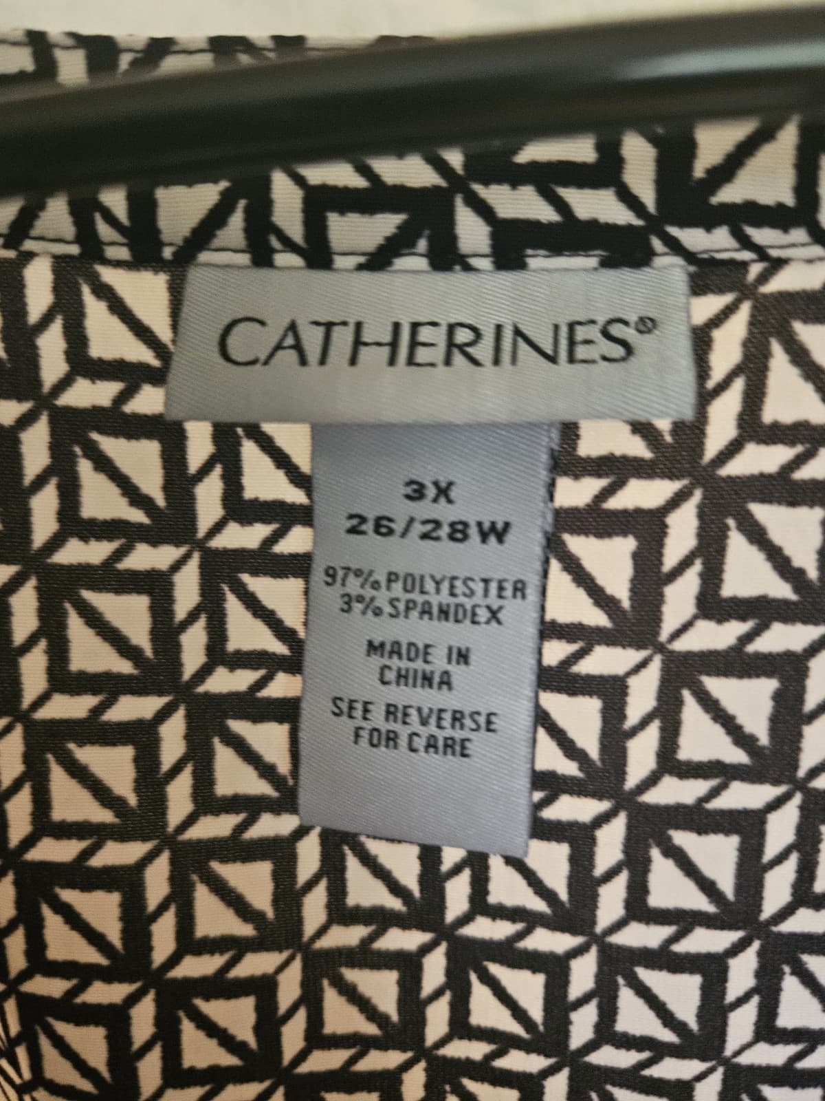 Catherines 3X 26/28W Black White Square Shark bite Top Blouse Career Business - Thumbnail 4