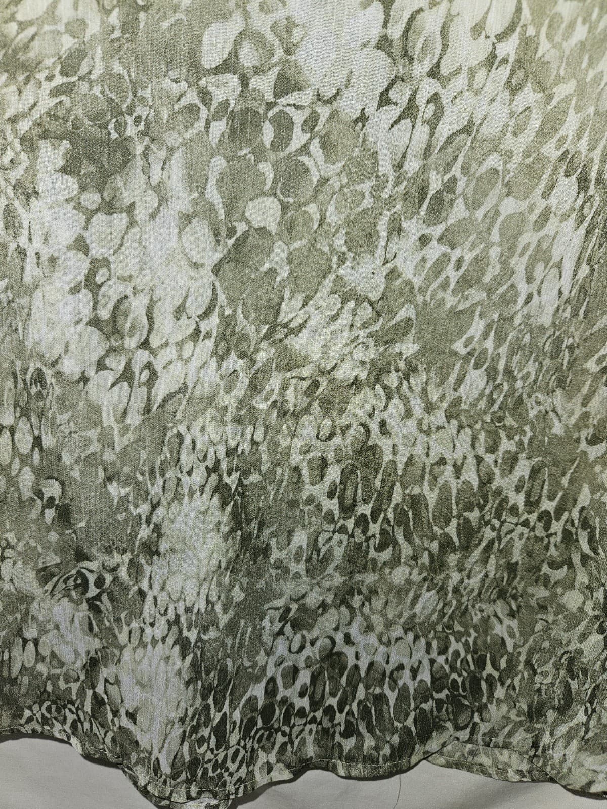 Chico's 0 Small Olive White Splatter Abstract Sheer Cover Up Top Blouse L/s - Thumbnail 4