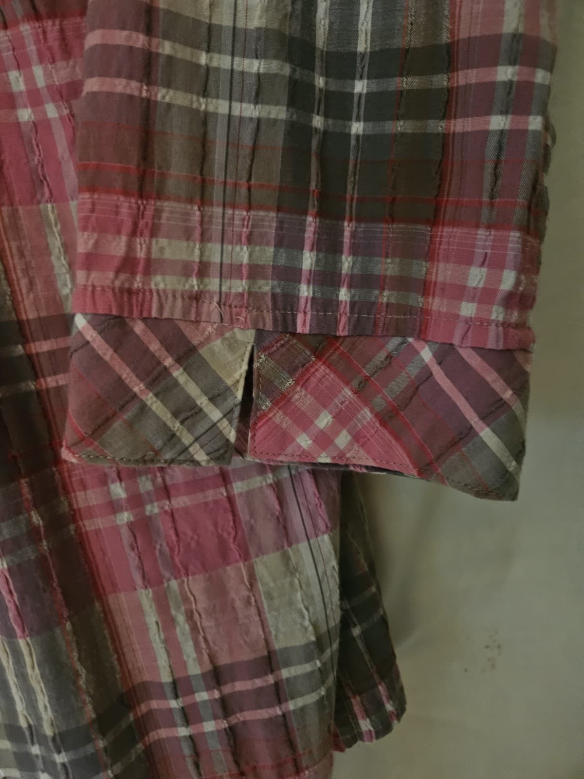 Kim Rogers Womans 16W Pink Taupe Beige Plaid Button Up Top Shirt 3/4 Sleeve - Thumbnail 3