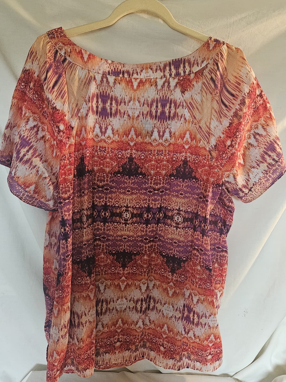Kim Rogers Woman 2X Southwest Aztec Watercolor Top Blouse S/s - Thumbnail 2