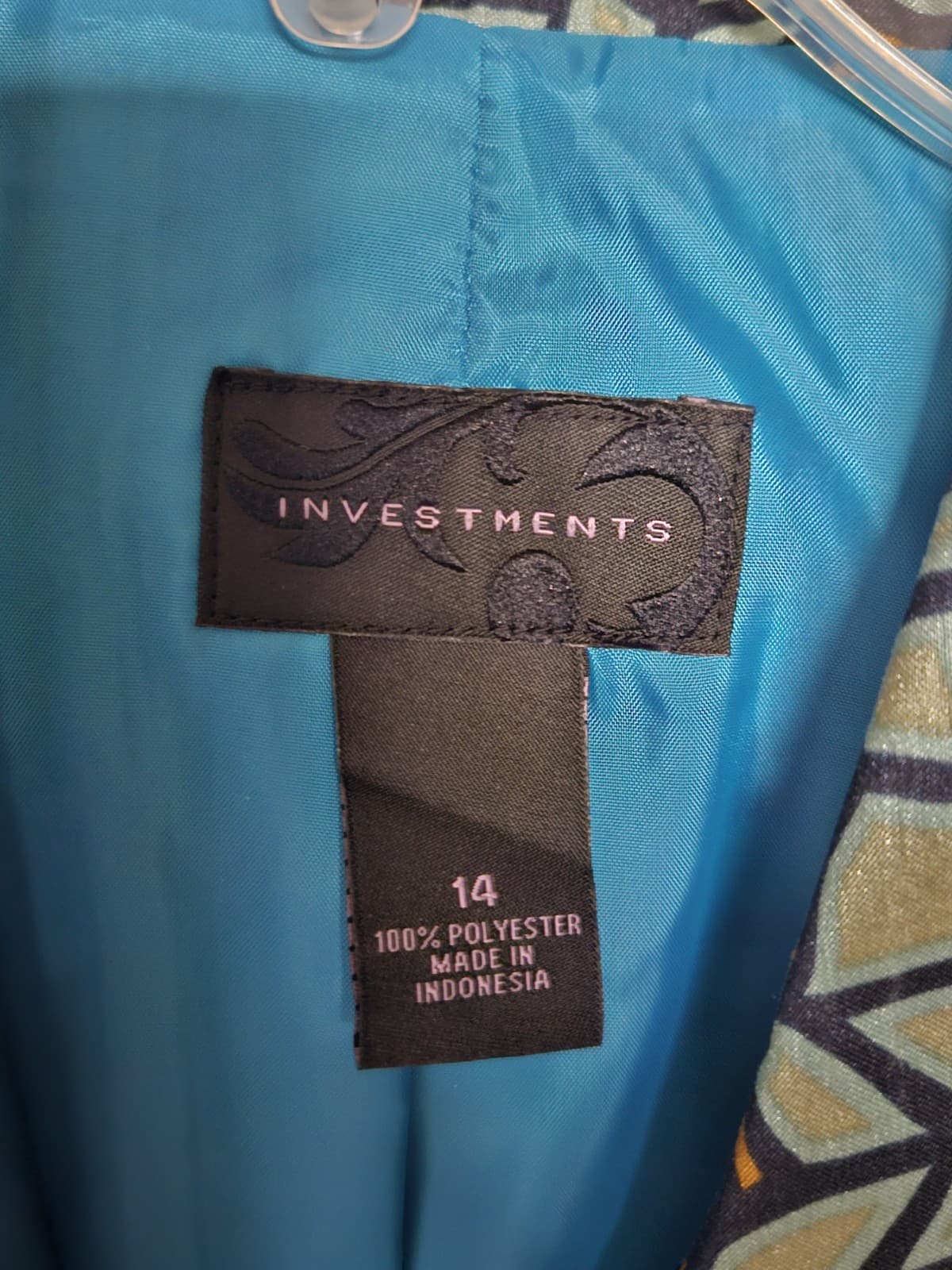 Investments 14 Large Abstract Geo 3/4 Sleeve Open Coat Jacket Blazer Multi color - Thumbnail 4