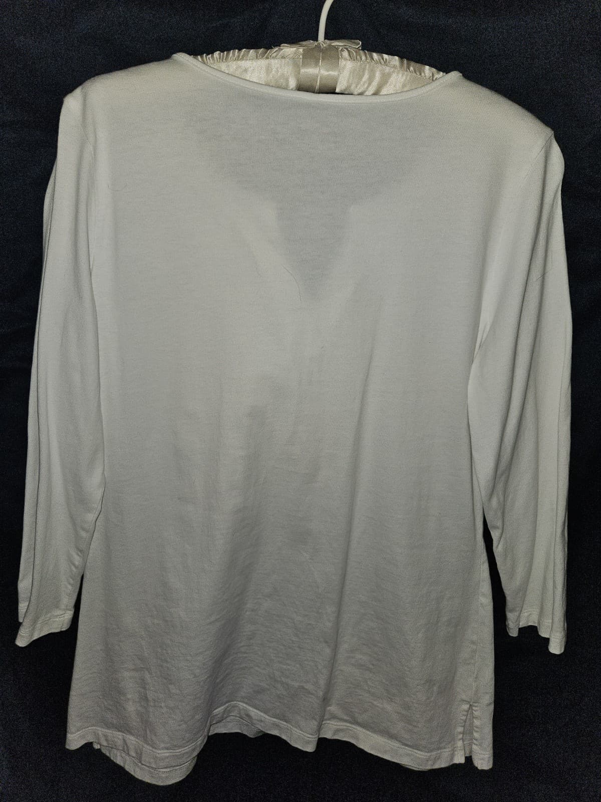 Charter Club LARGE White Pull Over Top Shirt 3/4 Sleeve Lace Embroidery V-neck - Thumbnail 2