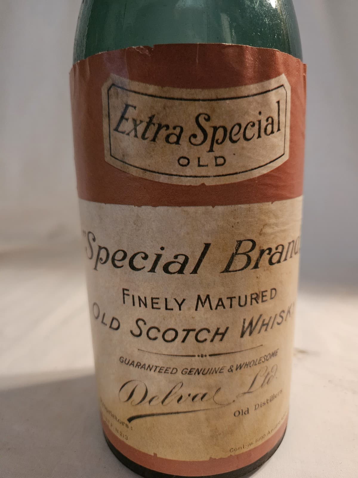 RARE VTg Delva Extra Special Old Brand Finely Matured Old Scotch Whisky Bottle - Thumbnail 3