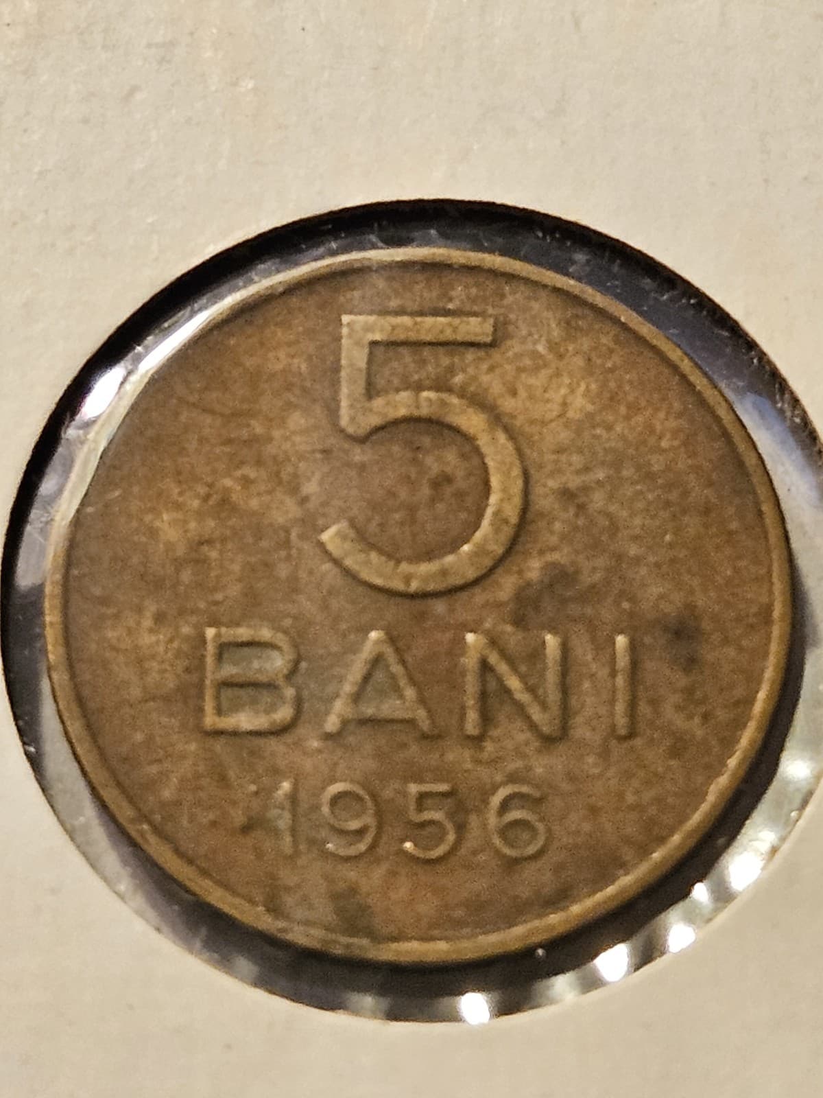 1956 Romania 5 Bani Coin - Thumbnail 2