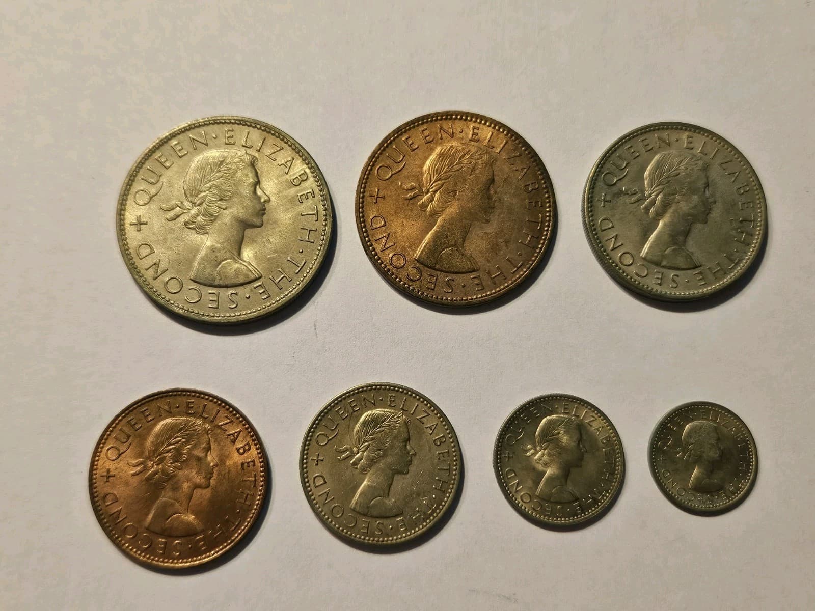 1963 New Zealand SET 7 Uncirculated Elizabeth II Coin Set Series - Littleton - Thumbnail 2