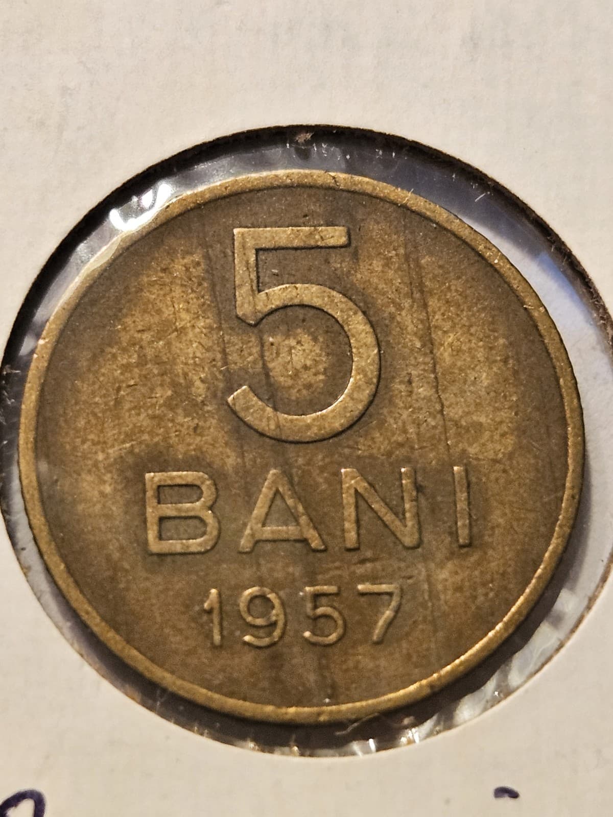 1957 Romania 5 Bani Coin - Thumbnail 3