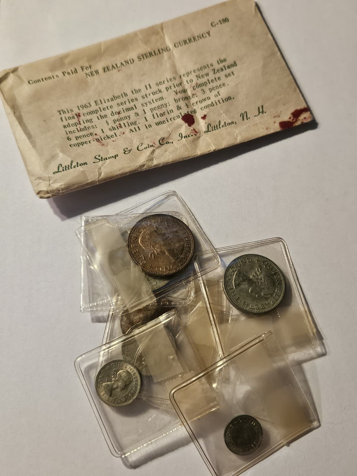 1963 New Zealand SET 7 Uncirculated Elizabeth II Coin Set Series - Littleton - Thumbnail 4