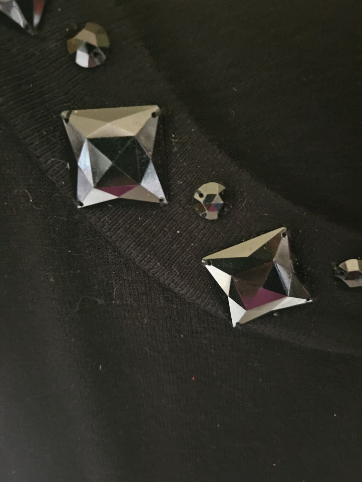 Jones Wear XL Black Pullover Sweater Shirt Top S/s with Gemstones - Thumbnail 3