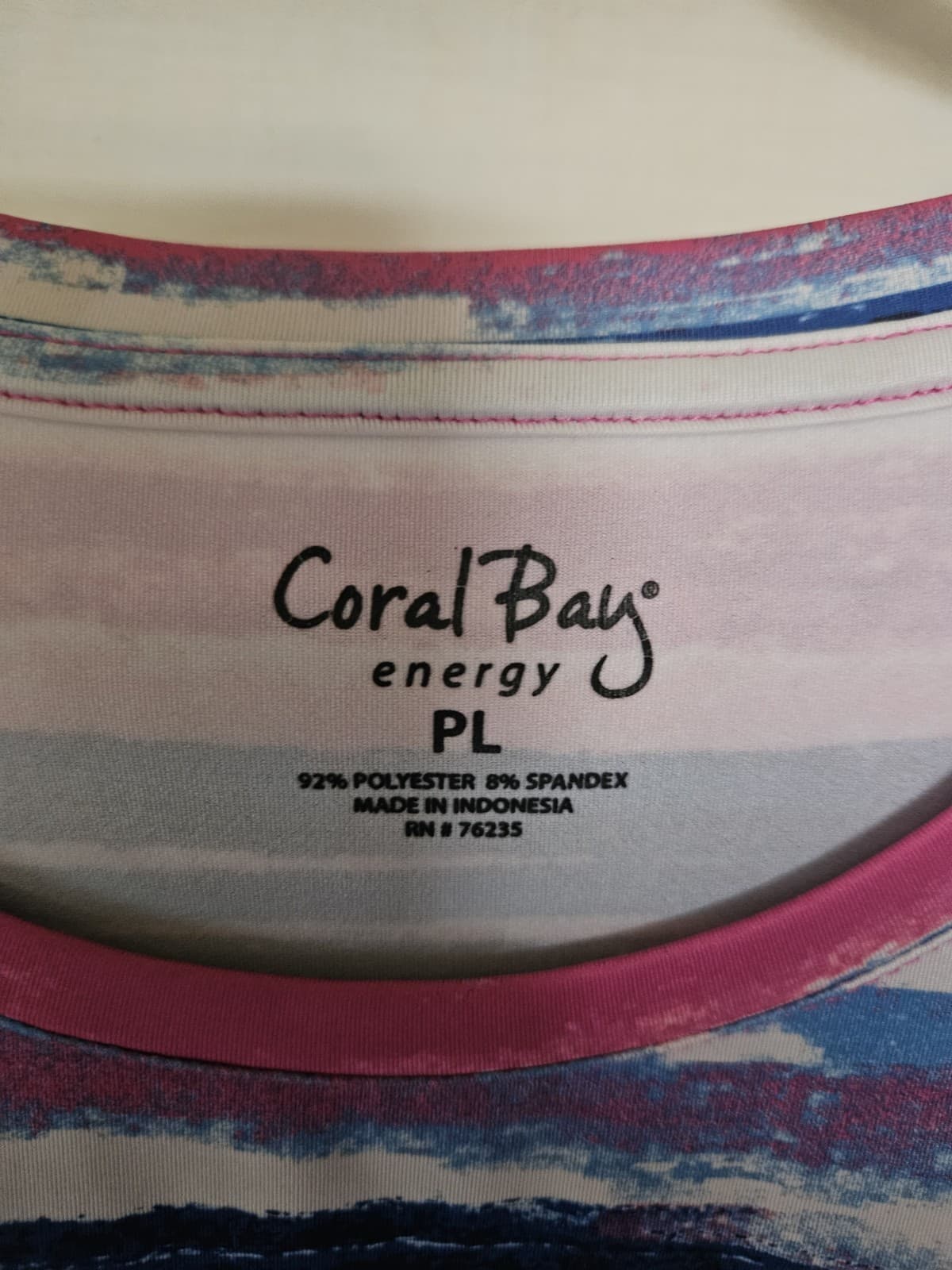 Coral Bay Energy Petite Large PL multi colored Watercolor striped Top Blouse S/s - Thumbnail 3