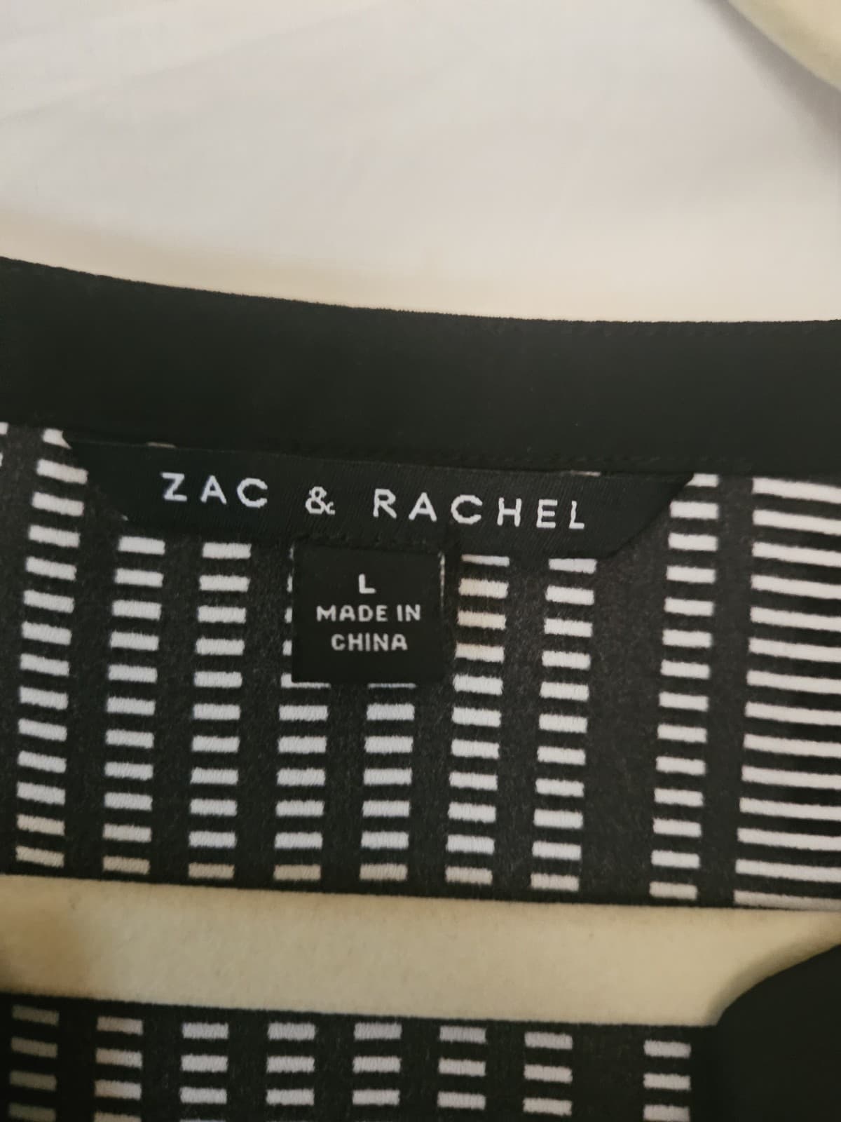 Zac & Rachel Large Black & White Abstract Striped Tank Blouse Sleeveless - Thumbnail 3