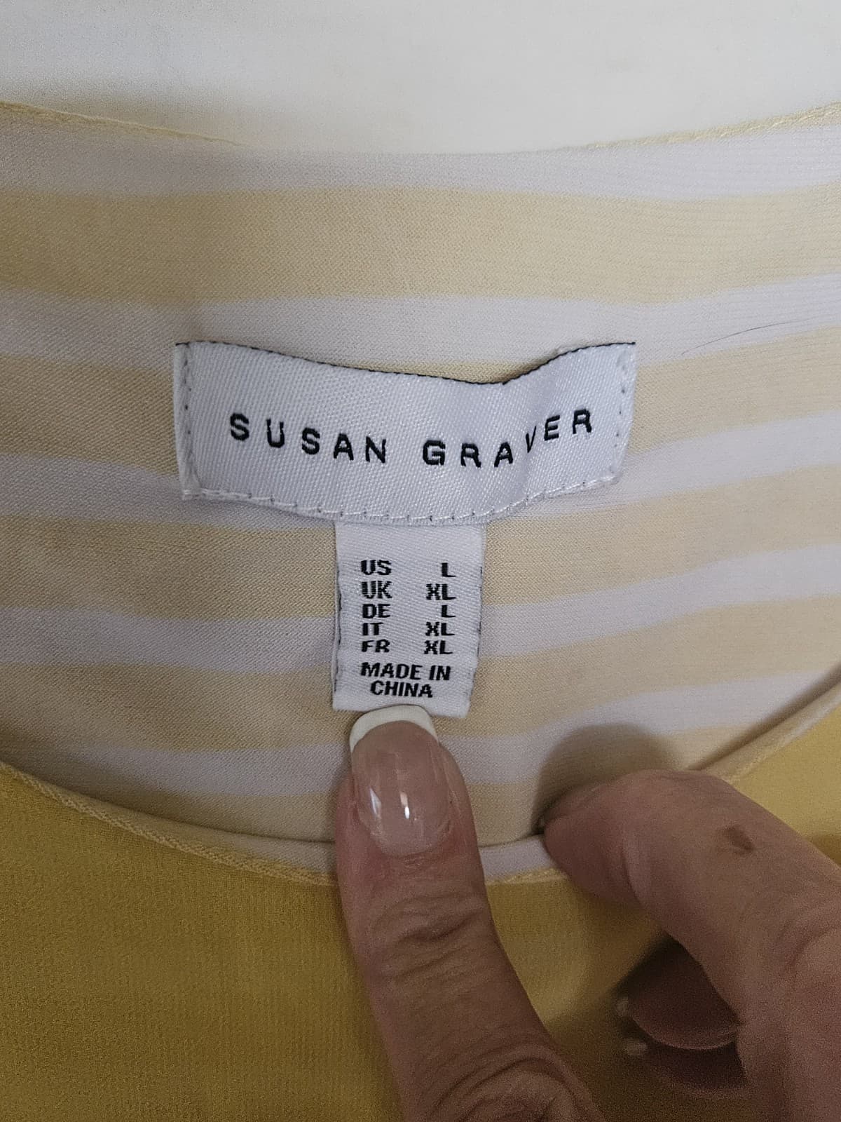 Susan Graver Sz-Large Yellow Striped Tan Tunic Blouse Top sleeveless - Thumbnail 3