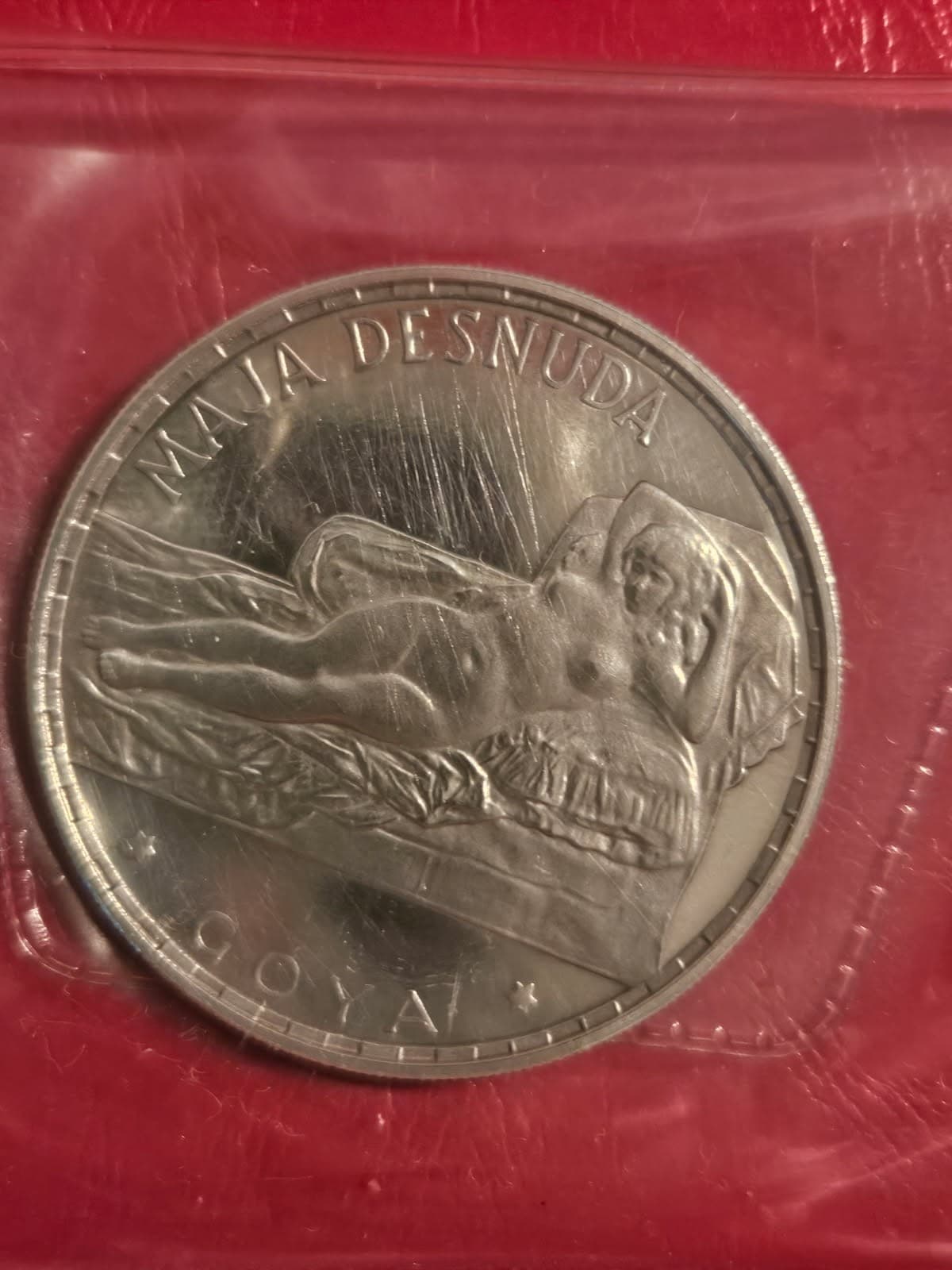 1970 Equatorial Guinea 100 Pesetas Silver Proof Coin "La Maja Desnuda" - Thumbnail 2