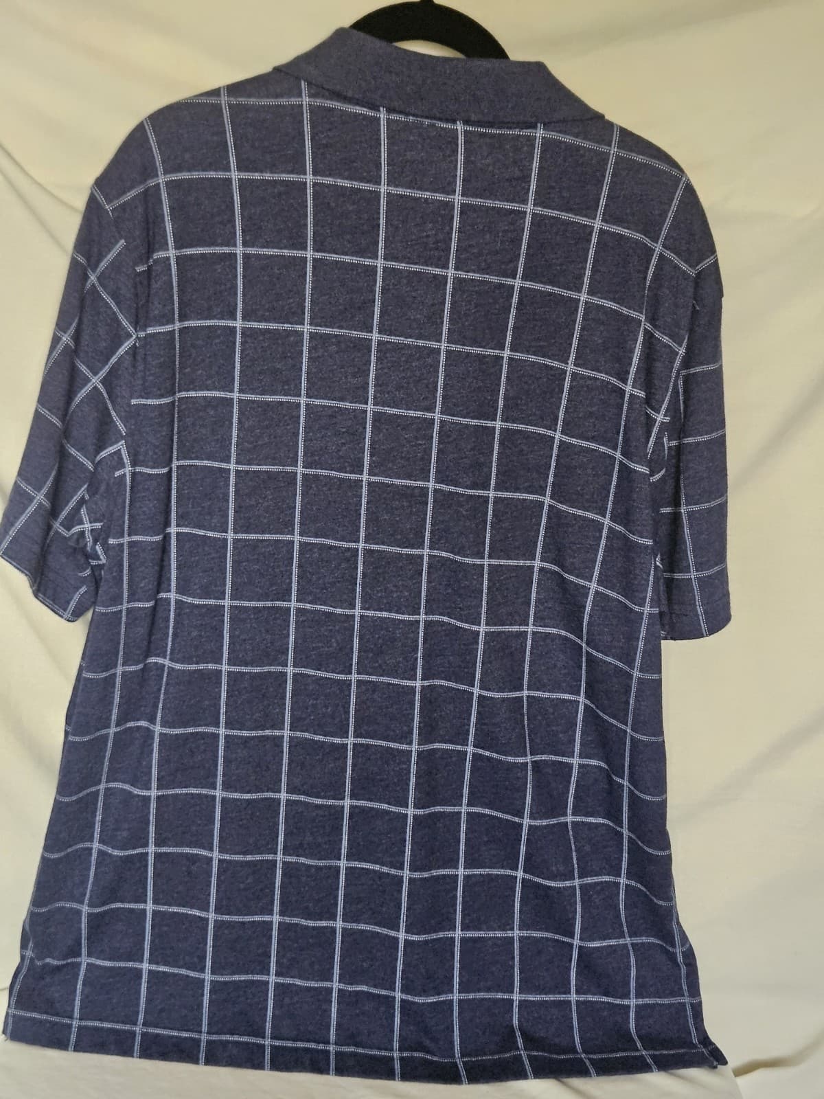 George 42-44 Large Navy Blue w/White check Block Pullover Polo Shirt S/s - Thumbnail 2
