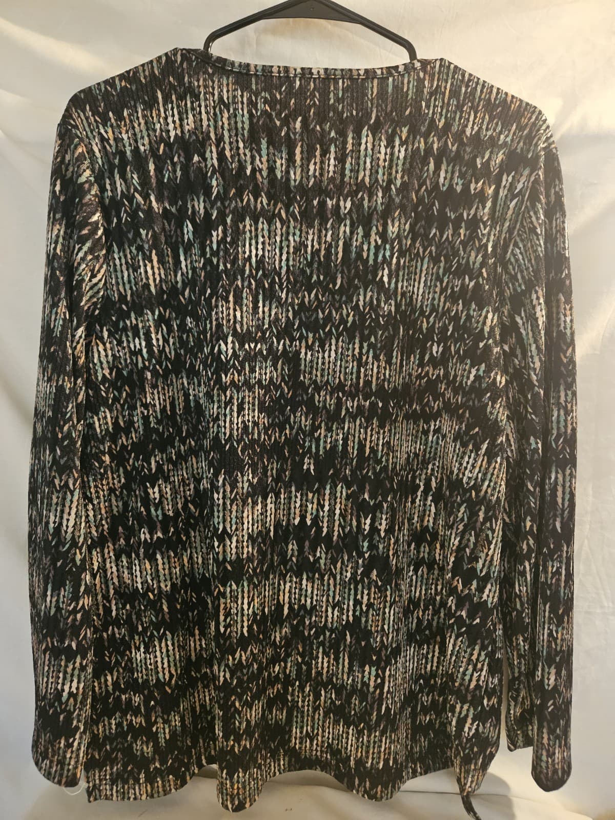 NWOT BonWorth Small Petite SP Abstract Shiny Multi Colored Top Tunic Blouse L/s - Thumbnail 2