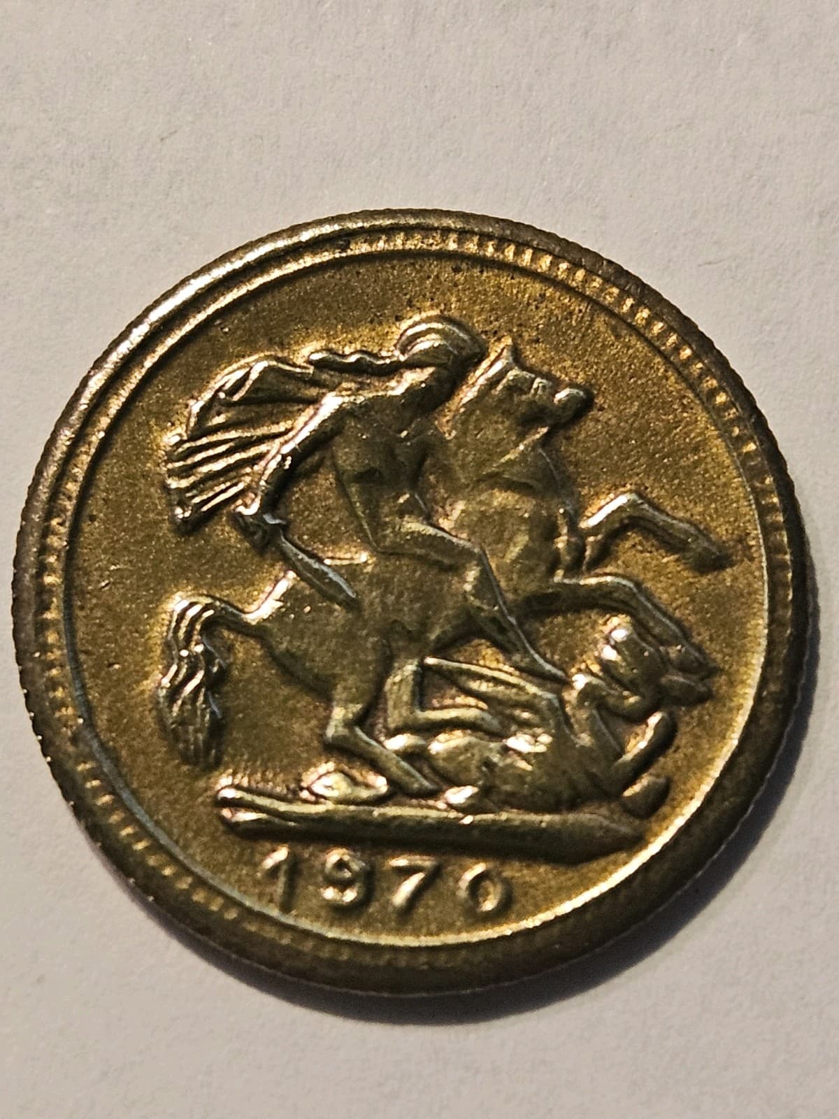 1970 Greece Greek Vasilopita Coin - King George - "Flouri / Lucky Coin" - Thumbnail 3